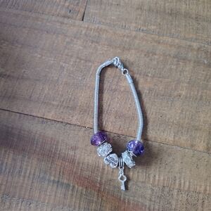 Silver and Purple Charm Bracelet